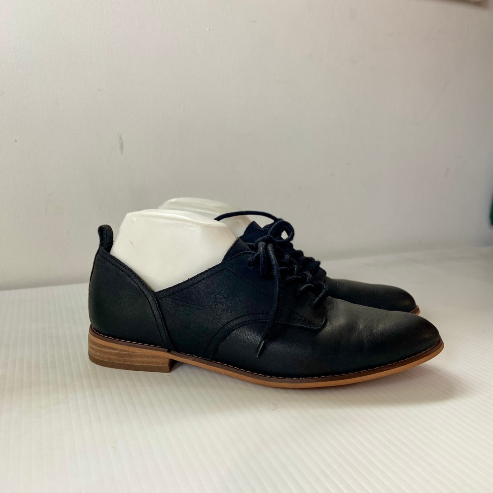 Lucky Brand Efinnia Black Leather Lace Up Oxford Shoes Womens 10M